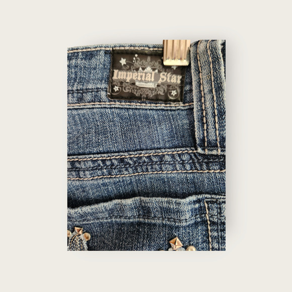 Imperial Star Straight Slim Fit Distressed embellished Girls Jeans Size 7 - Picture 6 of 10